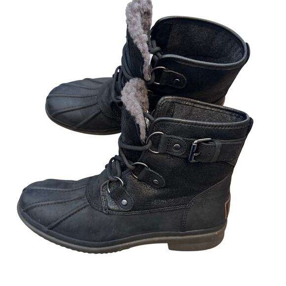 Ugg Duck Boots Women’s Size 7.5 Black Winter Warm Snow Ski Outdoors Hiking - Picture 1 of 10